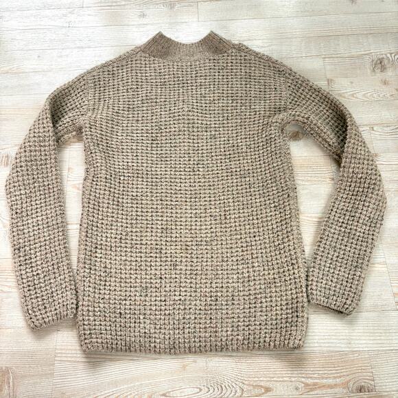 Rebecca Minkoff Draco Waffle Knit V-Neck Wool Sweater | Tan Size XS - Picture 6 of 8